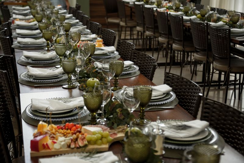 Elegant catering table arrangement