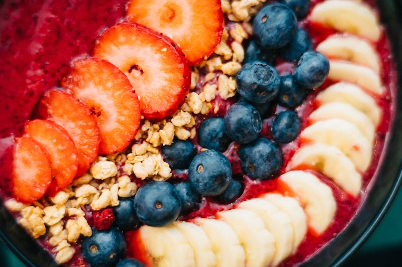 Warm farro and roasted beet salad bowl